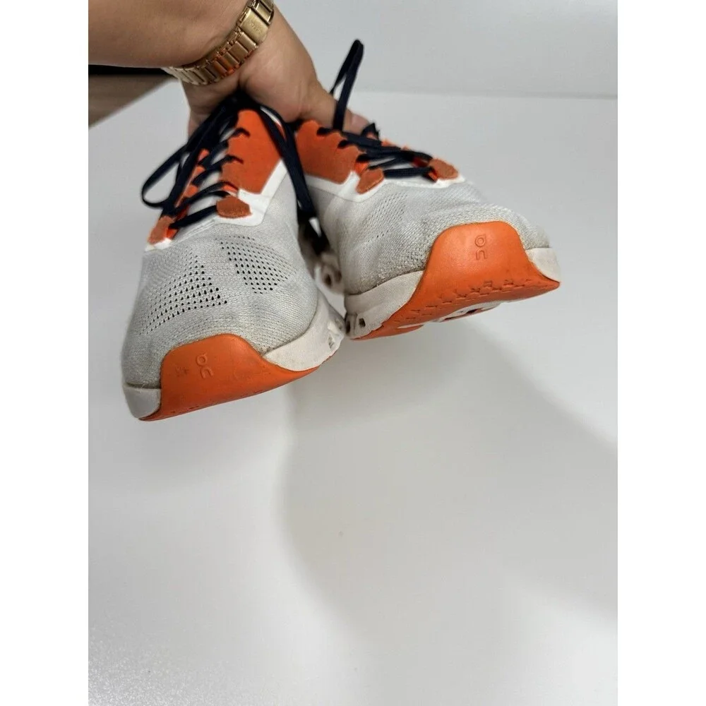 On Men's CloudTec White Orange Mesh Lace-Up Athletic Shoes Size 12